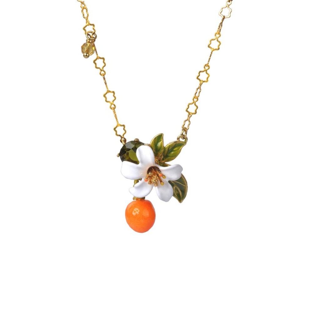 Les Nereides Orange Blossom And Little Orange Pendant Necklace
